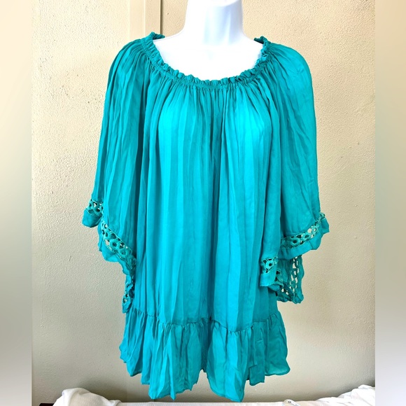 Melissa Paige Teal Relaxed Fit Blouse - Picture 1 of 5